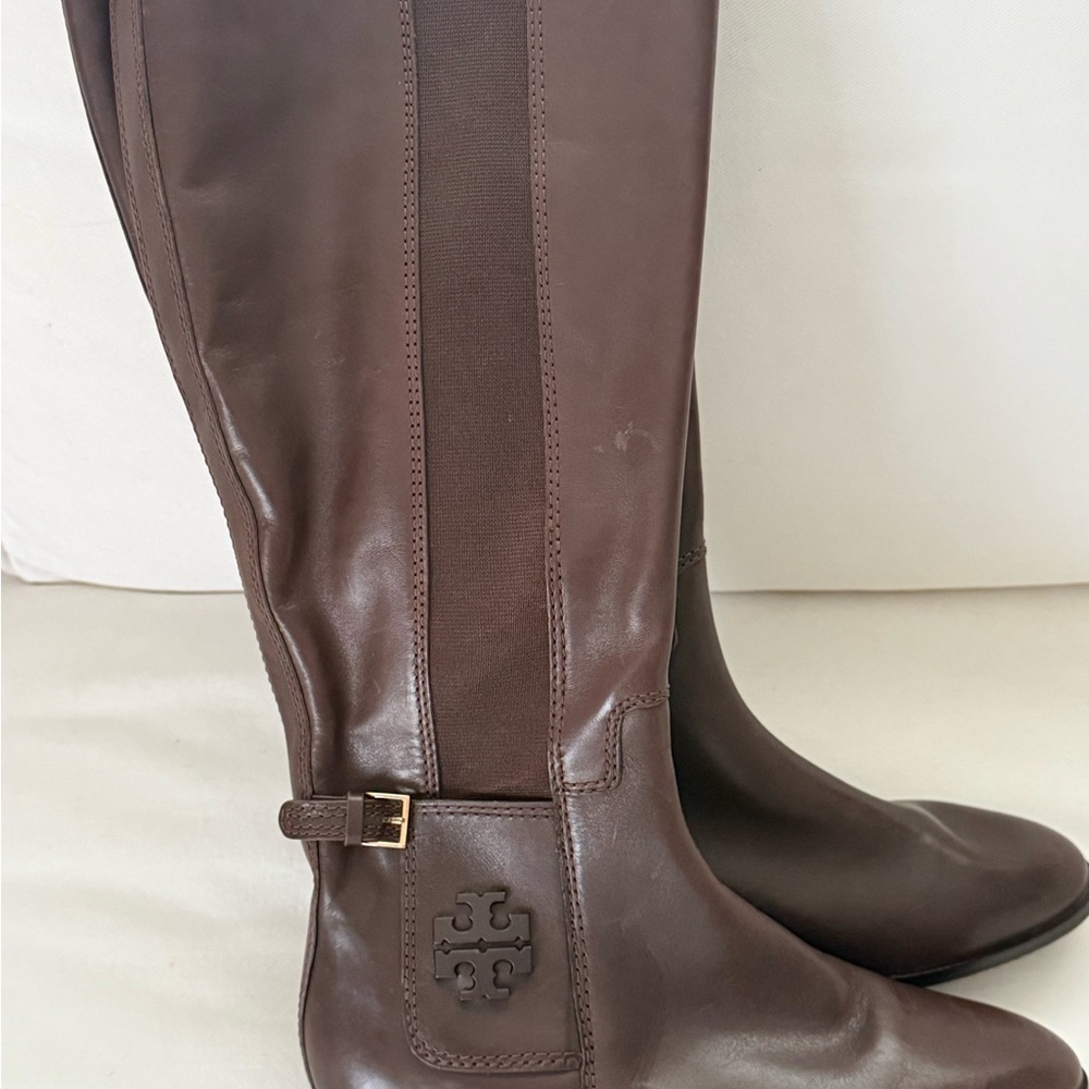 Tory Burch Chocolate Leather Over the Knee Boots